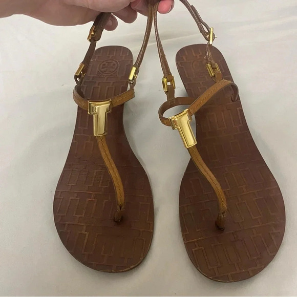 Tory Burch Pauline Demi Cork Wedge Brown Sandal Vegan Leather Size 10 - Picture 2 of 10